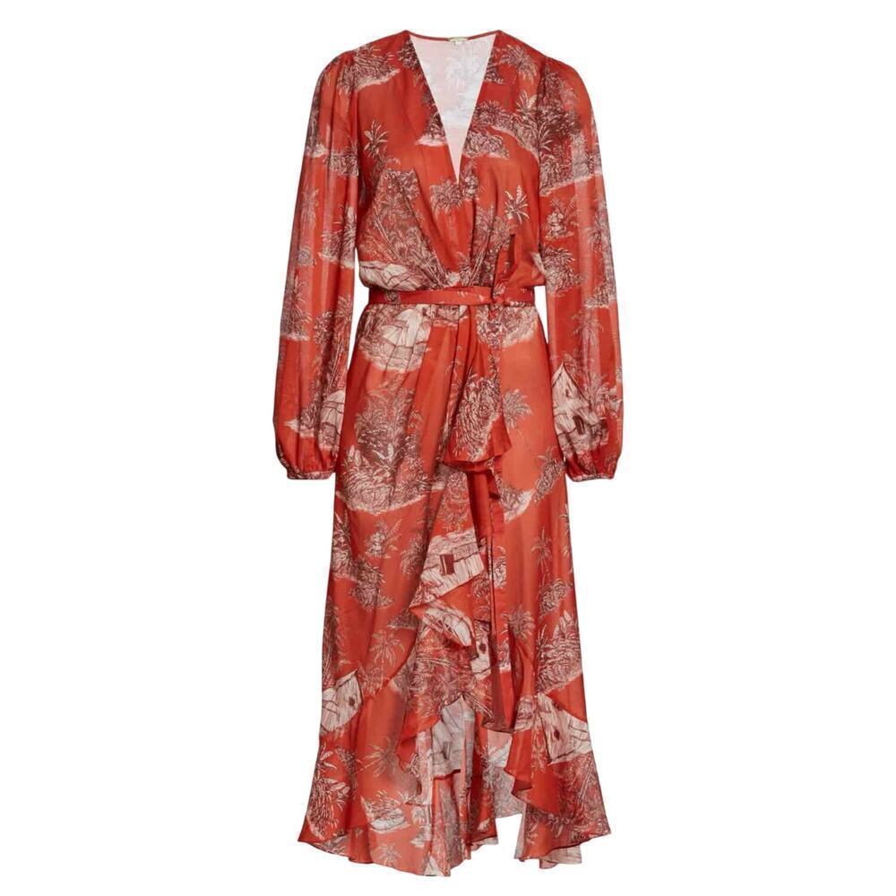 Johanna Ortiz Cuando El Rio Suena Ed Cotton Voile Midi Dress Sheer Size 2